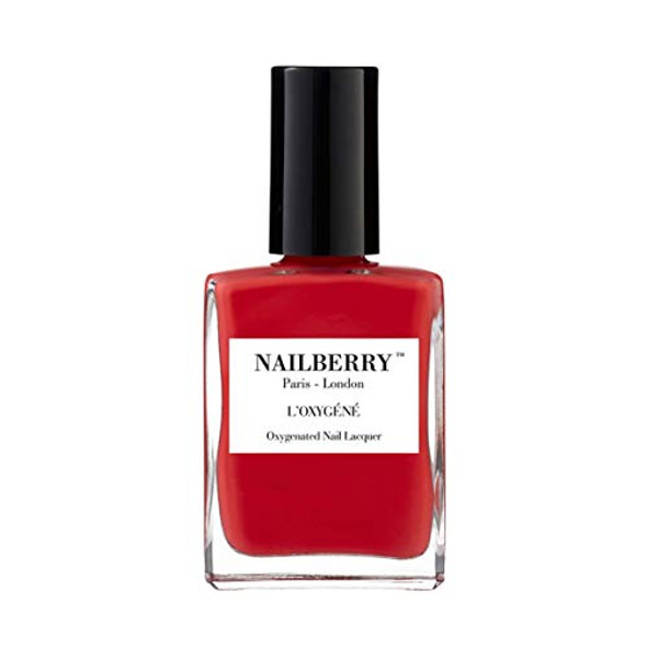 Nailberry L'Oxygéné Oxygenated Nail Lacquer Pop My Berry Bright Orange Nearly Red Opaque UV Protected Long-Wear Nail Polish 12- Vegan Halal Cruelty & Gluten 15 ml