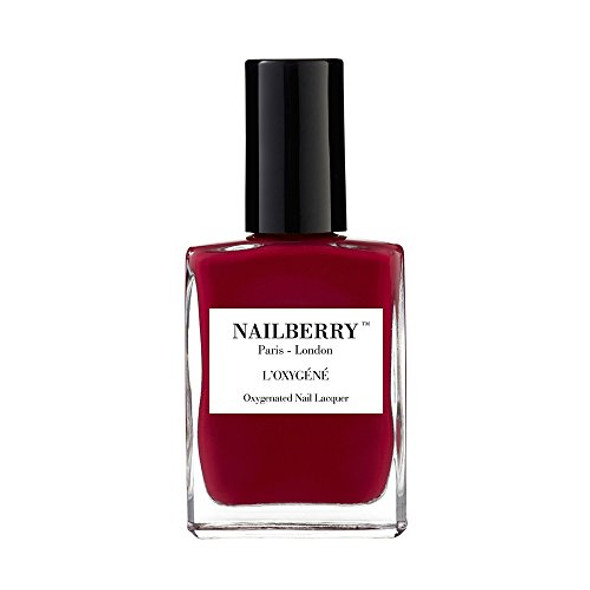 Nailberry L'Oxygéné Oxygenated Nail Lacquer Strawberry Jam Dark Red With Pink Opaque UV Protected Long-Wear Nail Polish 12- Vegan Halal Cruelty & Gluten 15 ml