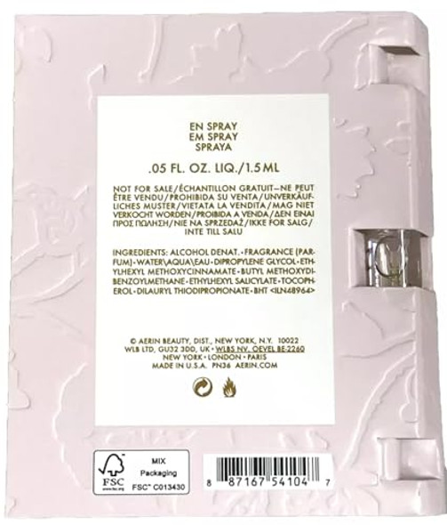 AERIN Rose De Grasse Pour Filles Eau De Toilette Spray Atomiseur Sample Vial 1.5ml/.05 fl oz AERIN Rose De Grasse Pour Filles Eau De Toilette Spray Atomiseur Sample Vial 1.5ml/.05 fl oz