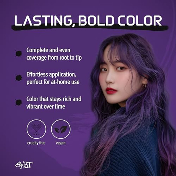 Splat Hair Splat Rebellious Colors 30 Wash No Bleach Needed Hair Color Kit, Midnight Violet, 6 Oz