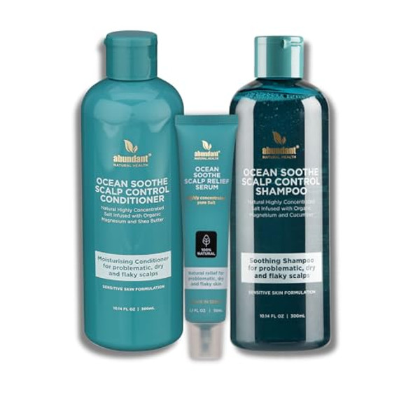 Abundant Natural Health Ocean Soothe Scalp Relief Bundle with Highly Concentrated Magnesium Salt for Dry and Flaky Skin, Quick Absorption, All Natural and Fragrance- Scalp Treatment