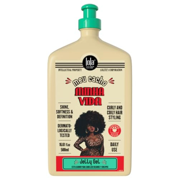 Lola From Rio – Meu Cacho Minha Vida – Moisturizing Jelly Gel for Defined, Bouncy Curls & Waves – Flexible Hold Styling Gel for Curly Hair – 16.91 fl oz