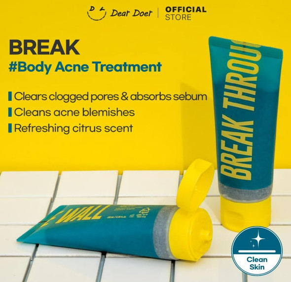 [Dear Doer] Break Body Scrub in Tube - Refreshingly Exfoliator for Clear Skin/The Silky Body & Hand Lotion Vegan 10.14 fl.oz - pH-Balanced, Non-Sticky Lotion