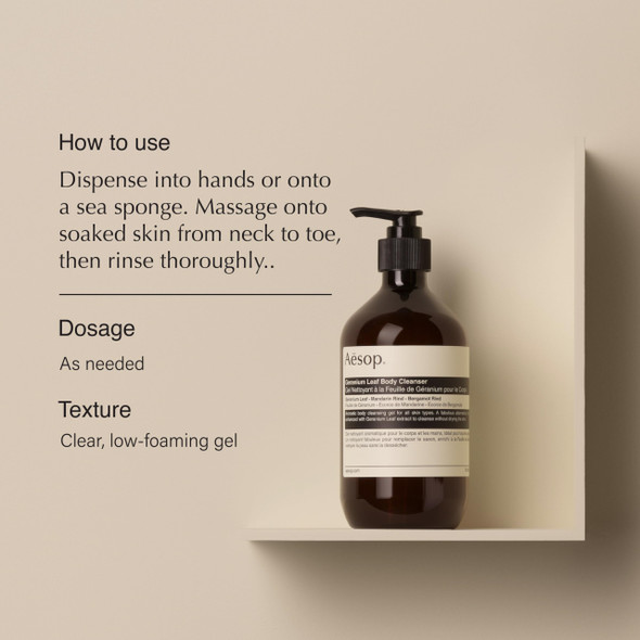 Aesop Geranium Leaf Duet Gel Body Cleanser & Body Balm Aromatic Pairing For Cleansed and Supple Skin Paraben-, Cruelty- & Vegan 16.9 oz + 16.5 oz