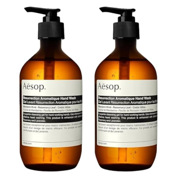 Aesop Resurrection Aromatique Hand Wash - Gentle Cleanser with Orange, Rosemary and Lavender Oils - 16.9 oz (2 pack)