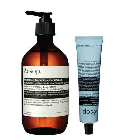 Aesop Resurrection Aromatique Hand Wash + Hand Balm Set Cleansing, Skin Softening, Hydrating 16.9 oz + 2.6 oz