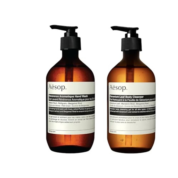 Aesop Reverence Aromatique Hand Wash & Geranium Leaf Body Cleanser Non-Drying Hand & Body Set 16.9 Oz Each