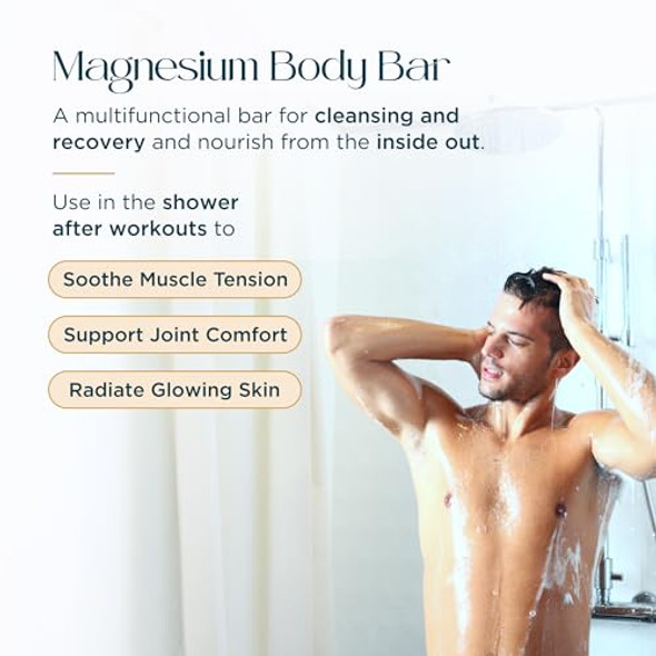 Abundant Natural Health Magnesium Exfoliating Body Bar Enriched With Goat’s Milk and Olive Oil to Soothe and Hydrate Skin, Gentle Exfoliator, 90g