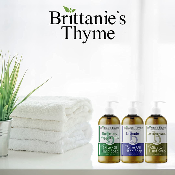 Brittanie’s Pure Castile Liquid Soap Refill, Lavender/Lemongrass/Rosemary, 16 Ounce Pack of 3 Dish Soap, Hair & Body, Home, Gentle and Pure, Made with Natural Luxurious Oils, Vegan & Gluten