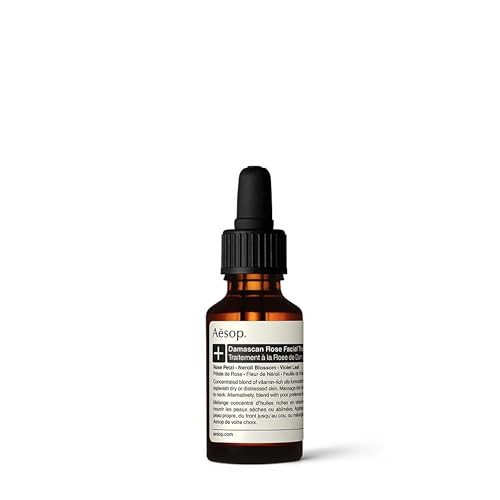 Aesop Damascan Rose Facial Treatment Oil Hydrating Face Oil with Rose Petal, Neroli Blossom & Violet Leaf Nourishing Vitamins & Fatty Acids for Dry, Distressed Skin 0.8 fl oz