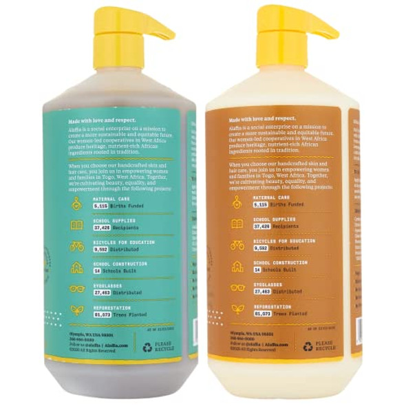 Alaffia EveryDay Shea Vanilla Lotion and Mint Body Wash - For Normal to Very Dry Skin, Cleanses and Hydrates with Shea Butter, Lemongrass, Neem and Coconut Oil, 32 Oz Each