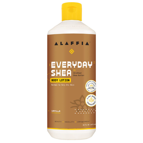 Alaffia Everyday Shea Body Lotion - Normal to Very Dry Skin, Moisturizing Support for Hydrated, Soft, and Supple Skin with Shea Butter and Lemongrass, Fair Trade, Lavender, 2 Pack - 16 Fl Oz Ea