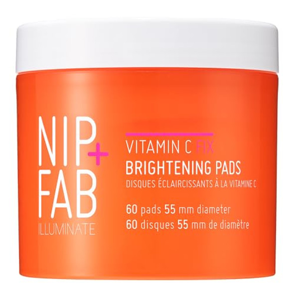 Nip + Fab Vitamin C Fix Brightening Pads for Face, Facial Pad with Anti-Aging Pomegranate and Coffee Seed Extract to Brighten Even Tone Skin, 60 Pads, 2.7 Ounce