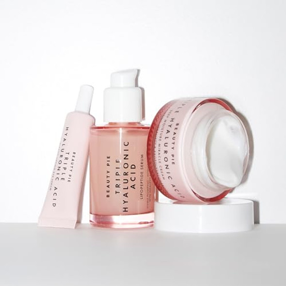 Beauty Pie Triple Hyaluronic Acid Facial Routine. Comes with Deep Moisture Cream, Elastic Lifting Serum, and Lipopeptide Serum