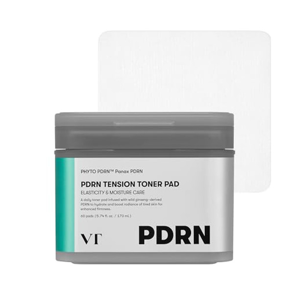 VT COSMETICS PDRN Tension Toner Pad, Hydrating Facial Toner Pads for Plumping with 8 Types Hyaluronic Acid & Panthenol, Stretching Pads for Elasticity & Moisture Care, Korean Skin Care (60 units)
