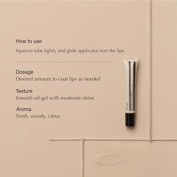 Aesop Cedar & Citrus Lip Balm Nourishing Lip Treatment for Dry, Chapped Lips Smooth Oil-Gel Formula 0.3 fl oz