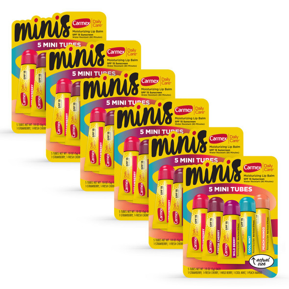 Carmex Daily Care Minis Moisturizing Lip Balm Tubes, SPF 15, Multi-Flavor Lip Balm Pack, 30 Count (6 Packs of 5) Carmex Daily Care Minis Moisturizing Lip Balm Tubes, SPF 15, Multi-Flavor Lip Balm Pack, 30 Count (6 Packs of 5)