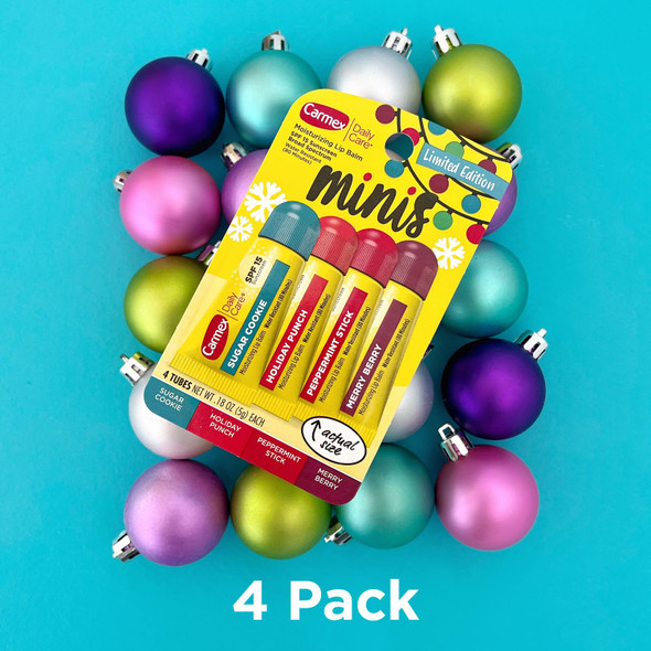 Carmex Daily Care Minis Moisturizing Lip Balm Holiday Tubes, 12 Count (3 Packs of 4) Carmex Daily Care Minis Moisturizing Lip Balm Holiday Tubes, 12 Count (3 Packs of 4)