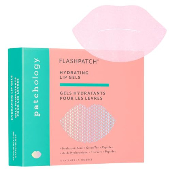 Patchology FlashPatch Hydrating Lip Mask Gels with Hyaluronic Acid, Green Tea & Peptides – Ultra Moisturizing Lip Treatment & Lip Patches for Dry Lips – Hydration & Repair – Day & Night Use (5 Count) Patchology FlashPatch Hydrating Lip Mask Gels with Hyaluronic Acid, Green Tea & Peptides – Ultra Moisturizing Lip Treatment & Lip Patches for Dry Lips – Hydration & Repair – Day & Night Use (5 Count)