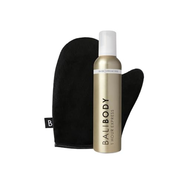 Bali Body Dark 1 Hour Express Self Tan + Mitt Bundle Quick Drying Tanning Foam for All Skin Types, Streak- Customizable Tanner + Reusable Stain- Tan Applicator Vegan, Cruelty-, AU Made Bali Body Dark 1 Hour Express Self Tan + Mitt Bundle Quick Drying Tanning Foam for All Skin Types, Streak- Customizable Tanner + Reusable Stain- Tan Applicator Vegan, Cruelty-, AU Made