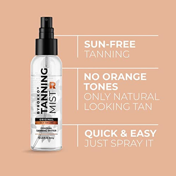 BYROKKO Tanning Mist Gradual Self-Tanning Water For Natural-Looking and Long-Last Tan 100ml 3.4 Fl Oz BYROKKO Tanning Mist Gradual Self-Tanning Water For Natural-Looking and Long-Last Tan 100ml 3.4 Fl Oz