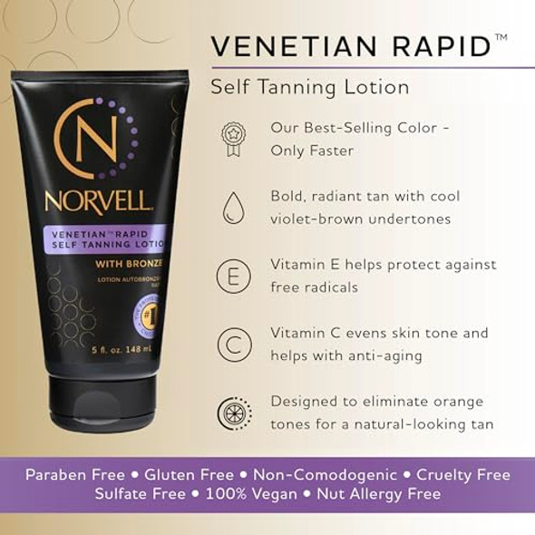 Norvell Venetian Rapid Sunless Self Tanner Lotion 5 fl oz – Professional Fast Acting Self Tanning Cream for Natural Bronze Glow, Streak , Long Lasting, Anti Orange Fake Tan Norvell Venetian Rapid Sunless Self Tanner Lotion 5 fl oz – Professional Fast Acting Self Tanning Cream for Natural Bronze Glow, Streak , Long Lasting, Anti Orange Fake Tan