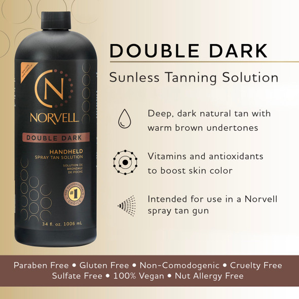 Norvell Premium Spray Tan Solution Double Dark 8 fl oz – Professional Sunless Tanning Formula for Deep Rich Bronze Glow, Streak , Fast Drying, Long Lasting Color Norvell Premium Spray Tan Solution Double Dark 8 fl oz – Professional Sunless Tanning Formula for Deep Rich Bronze Glow, Streak , Fast Drying, Long Lasting Color