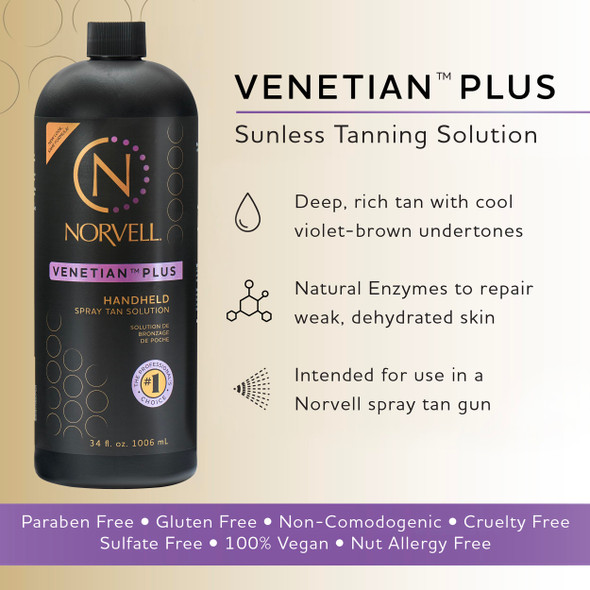 Norvell Premium Spray Tan Solution Venetian Plus 8 fl oz – Professional Sunless Tanning Formula for Deep Natural Bronze Glow, Streak-, Fast-Drying, Long-Lasting Color Norvell Premium Spray Tan Solution Venetian Plus 8 fl oz – Professional Sunless Tanning Formula for Deep Natural Bronze Glow, Streak-, Fast-Drying, Long-Lasting Color