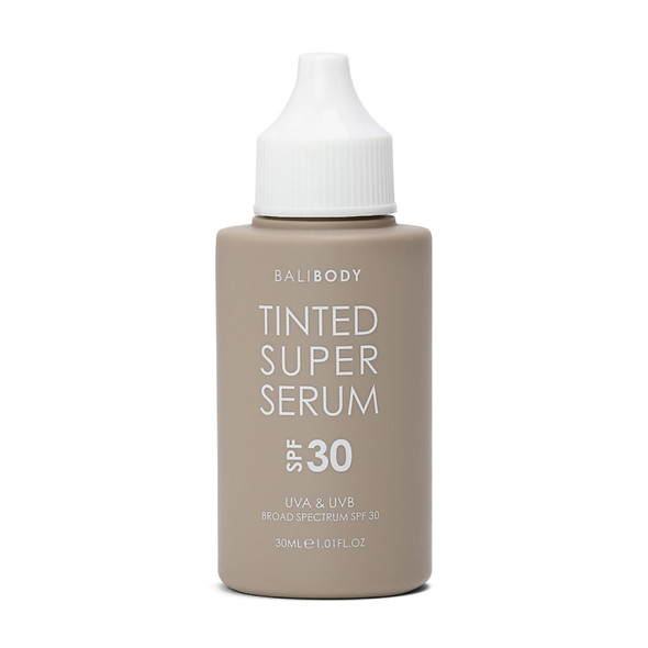 Bali Body Tinted Super Serum SPF30 Natural Shade Daily Skincare for All Skin Types Hyaluronic Acid Infused Skin Perfector for Glowing Skin Vegan, Cruelty , Australian Made (30ml/1.01fl oz)