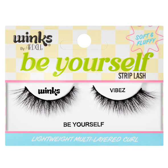 Ardell Winks Be Yourself Lashes - Vibez Style, Bold & Expressive Black Strip Lashes, Easy Application, Dramatic Look False Eyelashes, 1-Pair