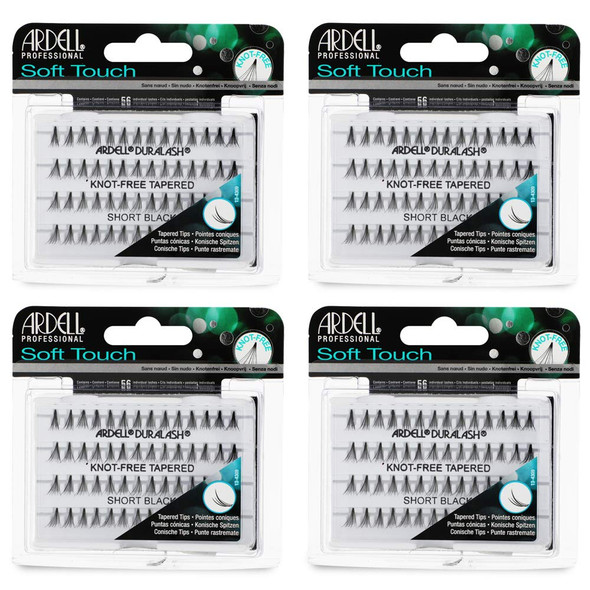 Ardell Soft Touch Individual Lashes – Knot- Lash Clusters, Medium Tapered False Eyelashes, 4 Pack