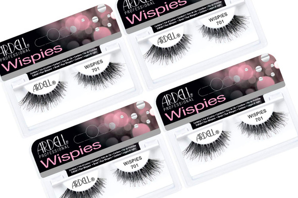 Ardell Pro Wispies False Lashes 701 - Fluffy and Natural Look False Eyelashes, Lightweight and Reusable Strip Lashes, 4 Pairs