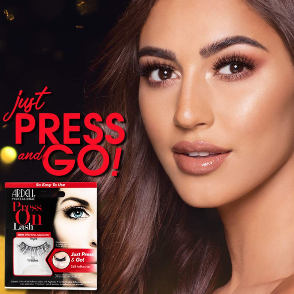 Ardell Press On Wispies False Eyelashes - Self Adhesive Lashes, No Glue Needed, Eye Makeup Enhancement, 4 Pack