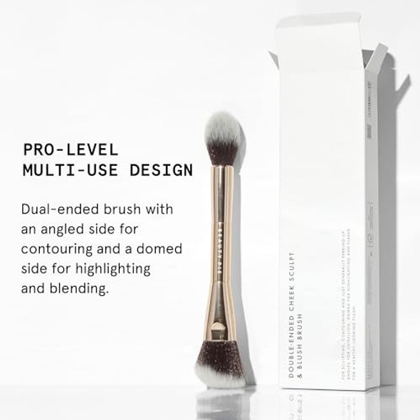 Beauty Pie Double-Ended Sculpt & Blush Brush 012 – Professional Angled Contour & Tapered Highlight Makeup Brush – Vegan, Cruelty- Synthetic Bristles – Sculpt, Blend & Highlight in One Tool
