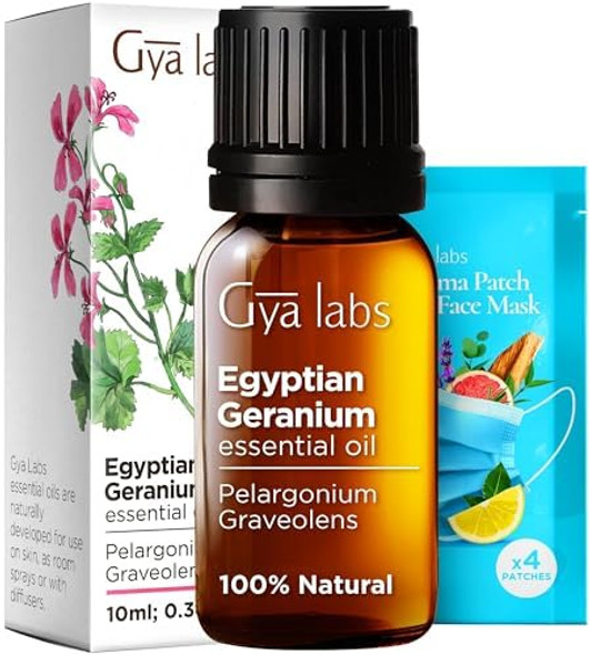 Gya Labs Egyptian Geranium Essential Oil For Skin & Eucalyptus Essential Oil For Diffuser Set - 100% Natural Aromatherapy Grade Essential Oils Set - 2X0.34 Fl Oz - Gya Labs