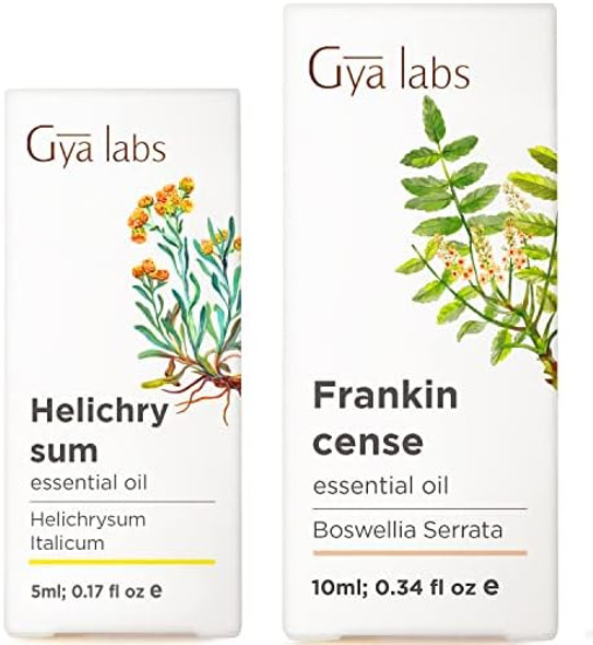 Gya Labs Helichrysum Oil For Skin (0.17 Fl Oz) & Frankincense Oil For Skin (0.34 Fl Oz) Set - 100% Natural Aromatherapy Grade Essential Oils Set - Gya Labs Gya Labs Helichrysum Oil For Skin (0.17 Fl Oz) & Frankincense Oil For Skin (0.34 Fl Oz) Set - 100% Natural Aromatherapy Grade Essential Oils Set - Gya Labs