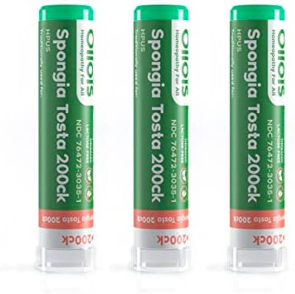 Ollois Spongia Tosta 200Ck Organic, Lactose-, Homeopathic Medicine, 80 Pellets (Pack Of 3) Ollois Spongia Tosta 200Ck Organic, Lactose-, Homeopathic Medicine, 80 Pellets (Pack Of 3)