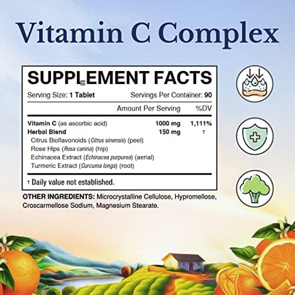 Vitalitown Magnesium Complex Supplement 500Mg And Vitamin C Complex 1000Mg