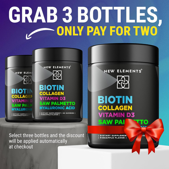 Elements Biotin Gummies With Collagen Vitamin D3 Saw Palmetto & Hyaluronic Acid For Hair Skin And Nails, Hair Growth Supplement For Men & Women Non-Gmo Gluten- Natural Pineapple Flavor Elements Biotin Gummies With Collagen Vitamin D3 Saw Palmetto & Hyaluronic Acid For Hair Skin And Nails, Hair Growth Supplement For Men & Women Non-Gmo Gluten- Natural Pineapple Flavor