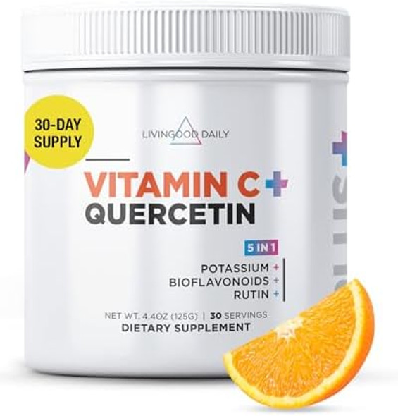 Livingood Daily High Dose Vitamin C Powder Supplement, 2,600 Mg Ascorbic Acid Powder Supports Immunity & Skin Health, Powdered Vitamin C With Quercetin, Sweetened With Stevia, Vegan, 30 Servings Livingood Daily High Dose Vitamin C Powder Supplement, 2,600 Mg Ascorbic Acid Powder Supports Immunity & Skin Health, Powdered Vitamin C With Quercetin, Sweetened With Stevia, Vegan, 30 Servings