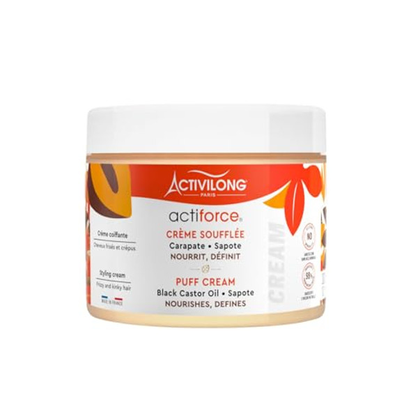 Activilong Actiforce Puff Cream – Blow-Dry Cream Infused With Black Castor Oil And Sapote – Rich Creamy Texture For Thicker Hair – Strength And Vitality For Your Hair – 300 Ml.