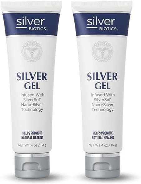 American Biotech Labs Silver Biotics Patented Multivalent Silversol Technology  Ag₄O₄ 20 Ppm Healing & Soothing Gel  Great For Healing Skin From Scars Burns Wounds Blemishes & More  4 Oz (Pack Of 2)