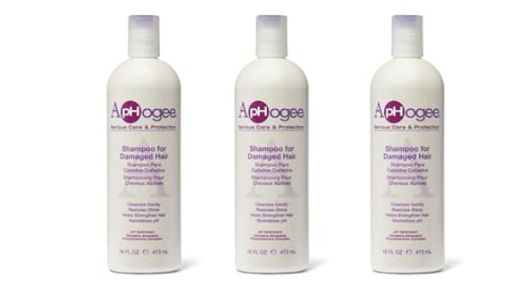 Aphogee Shampoo For Damaged Hair 16 Fl Oz (Pack Of 3)– Restores Strength Shine And Manageability