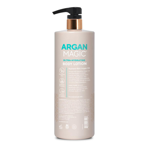 Argan Magic Ultra-Hydrating Coconut & Vanilla Body Lotion With Hyaluronic Acid For Dry Skin - Nourishes Skin Restores Moisture Smooths & Softens  Non-Greasy Formula  Paraben  (32 Oz)