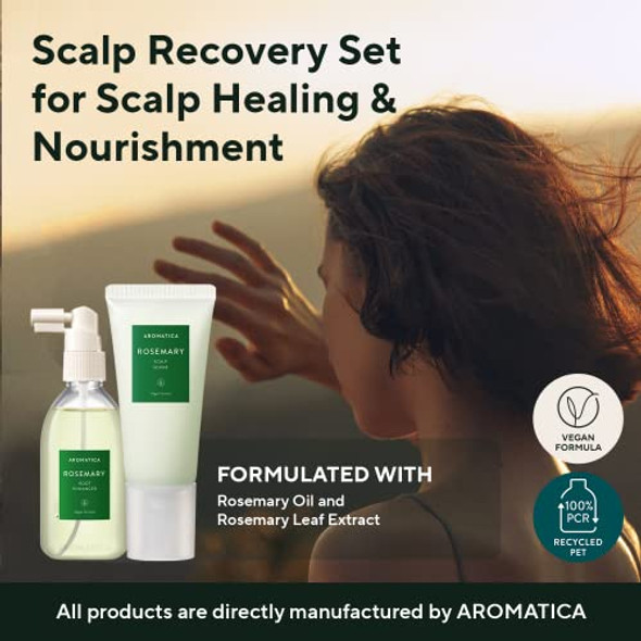 Aromatica Rosemary Root Enhancer And Scalp Scrub Korean Hair Care Set - Rosemary Water Spray And Scalp Exfoliator For Dry Scalp Treatment Refresh Your Hair With Rosemary Oil Scalp Care
