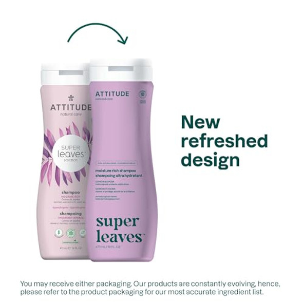 Attitude Moisture Rich Hair Shampoo Ewg Verified For Dry And Damaged Hair Naturally Derived Ingredients Vegan And Plant Based Quinoa And Jojoba 16 Fl Oz