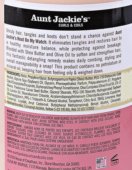 Aunt Jackie'S Curls And Coils Knot On My Watch Instant Hair Detangling Therapy For Natural Curls Coils And Waves Enriched With Shea Butter 16 Oz Aunt Jackie'S Curls And Coils Knot On My Watch Instant Hair Detangling Therapy For Natural Curls Coils And Waves Enriched With Shea Butter 16 Oz