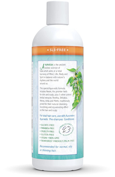 Auromere Ayurvedic Shampoo Neem + 5 - Vegan Cruelty  Non-Gmo Natural Gluten  Sulfate  Paraben  For Normal To Oily Hair (16 Fl Oz) 1 Pack