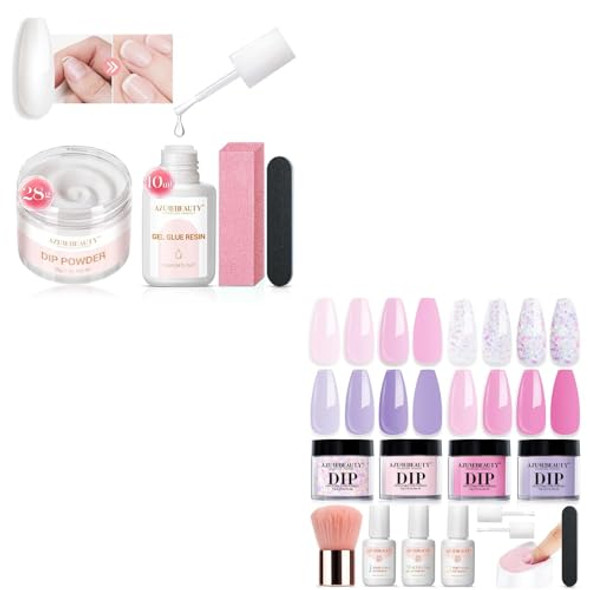 Azurebeauty Nail Repair Kit Bundle With 4 Colors Pastel Dip Powder Nail Kit