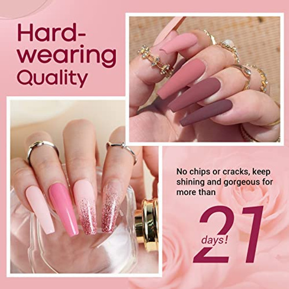 Azurebeauty 18Pcs Dip Powder Nail Kit Starter 8 Colors Clear Nude Pink Glitter All Season Dipping Powder System Essential Liquid Set With Top/Base Coat For French Nail Art Manicure Diy Salon